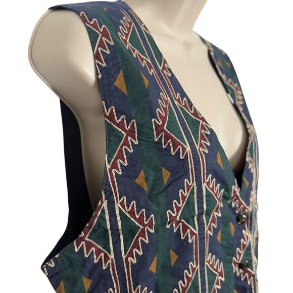 Stefano International Womens Vintage Embroidered Aztec Vest Top 80s Tie Back M - Picture 3 of 16